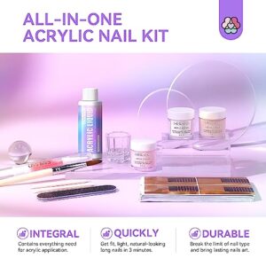 Saviland Acrylic Nail Kit French Sculpture Set: Clear/Nude/Pink Acrylic Powder and Liquid Set Acrylic Nail Brush Cuticle Oil for Nail Care Professional DIY Acrylic Nail Art Beginner Acrylic Nail Kit