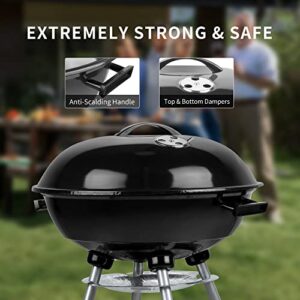 18.5 inch BBQ Grill,Portable Charcoal Grill, Carbon Heat Control Round BBQ Kettle