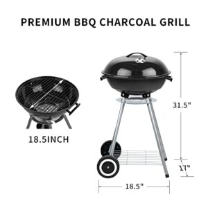 18.5 inch BBQ Grill,Portable Charcoal Grill, Carbon Heat Control Round BBQ Kettle