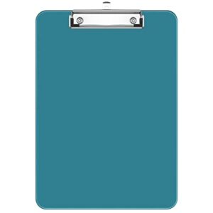 rimilak plastic clipboards with low profile metal clip, translucent clip board, 12.5 x 9 inch letter size | office supply | back to school, teal