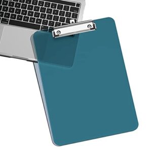 Rimilak Plastic Clipboards with Low Profile Metal Clip, Translucent Clip Board, 12.5 x 9 Inch Letter Size | Office Supply | Back to School, Teal