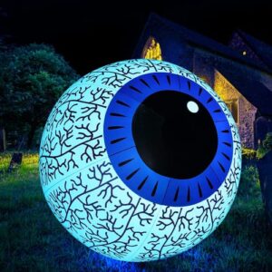 halloween decorations 24 inch halloween inflatable ghost eyeball with built-in battery powered rgb led light suitable for indoor outdoor yard party halloween decor with remote controller