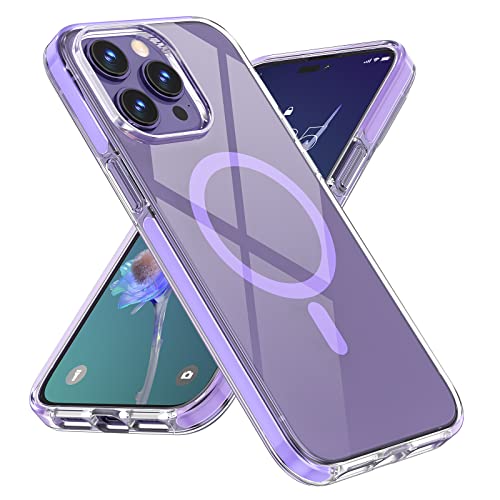 MILPROX Magsafe-Compatible Case for iPhone 14 Pro Max - Clear Magnetic Shockproof Bumper, Non-Yellowing, Mil-Grade Protection - Purple