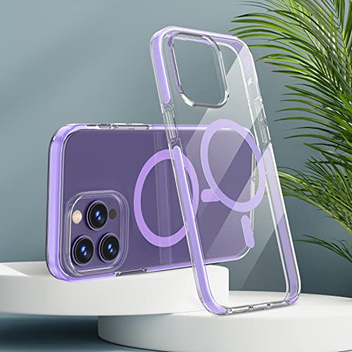 MILPROX Magsafe-Compatible Case for iPhone 14 Pro Max - Clear Magnetic Shockproof Bumper, Non-Yellowing, Mil-Grade Protection - Purple