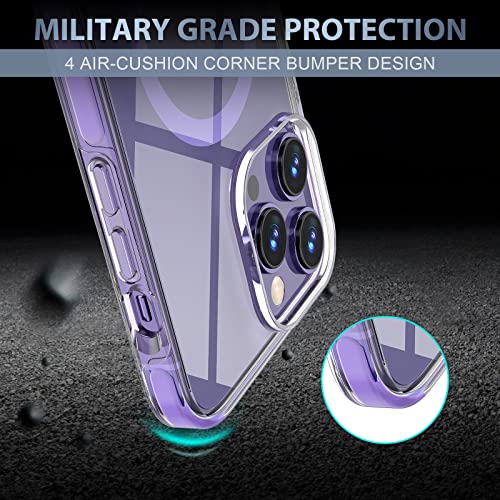 MILPROX Magsafe-Compatible Case for iPhone 14 Pro Max - Clear Magnetic Shockproof Bumper, Non-Yellowing, Mil-Grade Protection - Purple