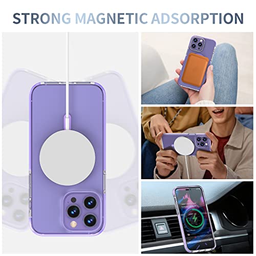 MILPROX Magsafe-Compatible Case for iPhone 14 Pro Max - Clear Magnetic Shockproof Bumper, Non-Yellowing, Mil-Grade Protection - Purple