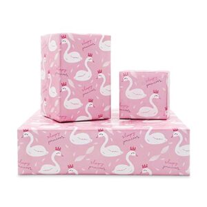 apol swan design wrapping paper,pink birthday gift wrapping paper for girl woman,4 folded sheets bridal shower wedding wrapping paper for christmas baby shower anniversary kids gift wrap,28 * 20 inch