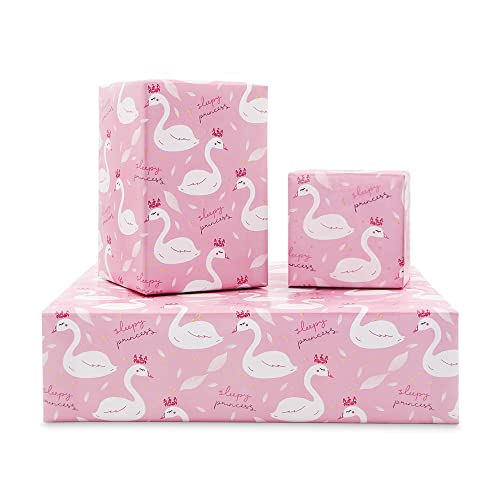 Apol Swan Design Wrapping Paper,Pink Birthday Gift Wrapping Paper for Girl Woman,4 Folded Sheets Bridal Shower Wedding Wrapping Paper for Christmas Baby Shower Anniversary Kids Gift Wrap,28 * 20 Inch