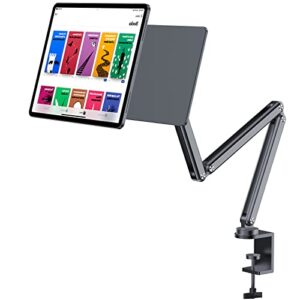 ku xiu magnetic ipad pro 12.9 stand, foldable arm tablet holder for working and drawing, multi-node adjustable premium portable ipad mount only for ipad pro 12.9 3rd/4th/5th/6th generation-gray