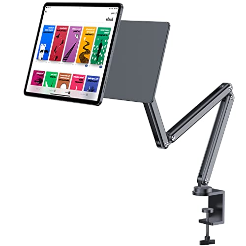 KU XIU Magnetic iPad Pro 12.9 Stand, Foldable Arm Tablet Holder for Working and Drawing, Multi-Node Adjustable Premium Portable iPad Mount Only for iPad Pro 12.9 3rd/4th/5th/6th Generation-Gray