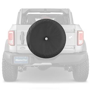 mastertop bronco spare tire cover, black - fits ford bronco 2021-2023 with 33" tires - ford bronco tire cover ford bronco - spare tire cover with camera hole - custom fit for 33" (285/70r17) tires