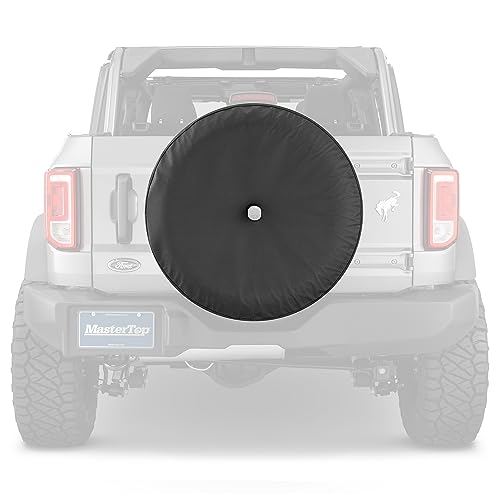 MasterTop Bronco Spare Tire Cover, Black - Fits Ford Bronco 2021-2023 with 33" Tires - Ford Bronco Tire Cover Ford Bronco - Spare Tire Cover with Camera Hole - Custom Fit for 33" (285/70R17) Tires