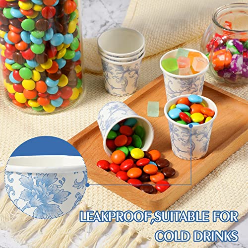 500 Pcs Tasting Paper Cups 2oz Disposable Mouthwash Cup Mini Beverage Drinking Cup Small Snack Cup for Kid Adult Home Bathroom Kitchen Picnic Travel Events Party Supplies Favors (Blue White Porcelain)