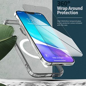 Encased Wallet Case Set Designed for iPhone 14 Plus Case with Magnetic Kickstand Card Holder (Screen Protector Included) Compatible with MagSafe, Crystal Clear (3-in-1)