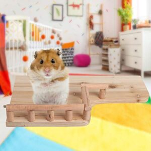 Wooden Corner Platform Shelf Rest, Wood Bird Perch Parrot Hamster Neighbor Totoro Birdcage Stands Dwarf Hamster Climbing Board Small Pet Cage Pedal Toys Railing for Guinea Pig Chinchilla Rat Parakeet