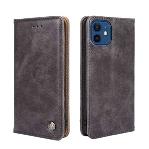 cyr-guard phone cover wallet folio case for oppo realme 7 pro, premium pu leather slim fit cover for realme 7 pro, anti-dirt, gray