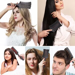 Vista Detangling Brush with Anti-Static Aluminum Sheet Boar Bristle Hair Brush Hollow Out Design Vented Curved Detangling Hair Brush Professional Faster Drying your Hair and easy to styling your hair, Gold