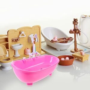 Toyvian Bathtub for Dolls Electric Water Spraying Bathtub Swimming Pool with Sprayer Without Battery Pretend Play Toy for Kids ( Pink )