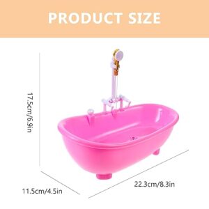 Toyvian Bathtub for Dolls Electric Water Spraying Bathtub Swimming Pool with Sprayer Without Battery Pretend Play Toy for Kids ( Pink )
