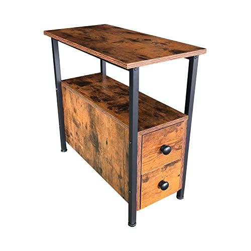 Nightstand,Industrial Style Side Table with 2 Drawers,end Table for Small Spaces,Suitable for Living Room Sofa Side Table Bedroom