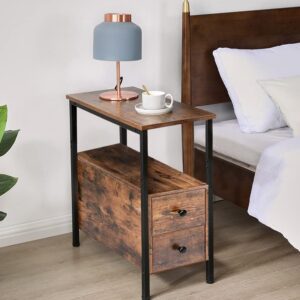 Nightstand,Industrial Style Side Table with 2 Drawers,end Table for Small Spaces,Suitable for Living Room Sofa Side Table Bedroom