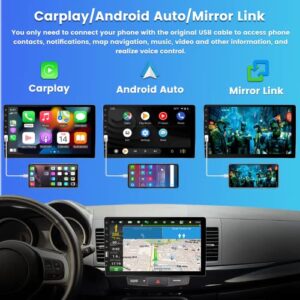 Car Radio Single Din Car Stereo with Apple Carplay Android Auto,FM/AM Radio Hikity 9 Inch Touch Screen Bluetooth Car Audio Receivers Support Phone Mirror Link USB Steering Wheel Control + Backup Cam