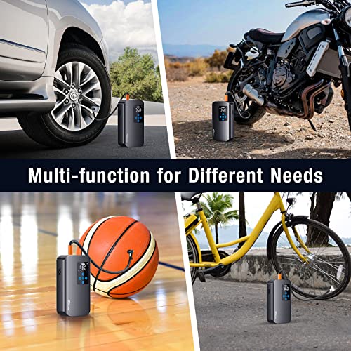 Nulksen Tire Inflator Portable Air Compressor, 150 PSI Cordless Air Pump with 7800mAh Battery, Tire Pump with Pressure Gauge for Car Bicycle Motorcycle Ball, Electric Bike