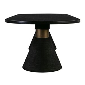 TOV Furniture Rishi 30" H Oval Rope Modern Acacia Wood Dining Table in Black
