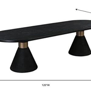 TOV Furniture Rishi 30" H Oval Rope Modern Acacia Wood Dining Table in Black