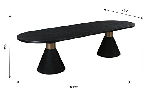 TOV Furniture Rishi 30" H Oval Rope Modern Acacia Wood Dining Table in Black