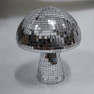 mxkoso mushroom disco ball for bar, party, room, table decor - mirror disco ball mushroom shape home art decorations (silver 4 inch)