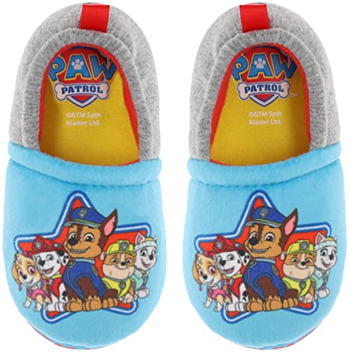 Paw Patrol Toddler Slippers, A-Line Novelty Slippers, Chase, Marshall, Everest, Skye, Blue, Size 11/12 Toddler