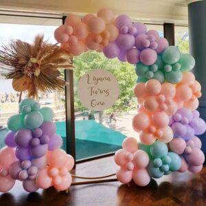 Double Stuffed Pastel Balloon Garland Pink Purple Green Balloons Rainbow Balloon Arch With Gold Metallic Latex Balloons Kit For Mermaid Baby Shower Princess Ice Cream Birthday Candy Party Decorations