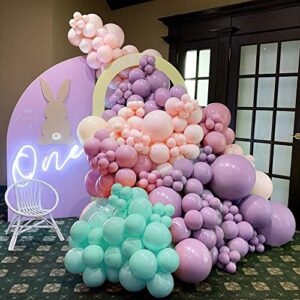 Double Stuffed Pastel Balloon Garland Pink Purple Green Balloons Rainbow Balloon Arch With Gold Metallic Latex Balloons Kit For Mermaid Baby Shower Princess Ice Cream Birthday Candy Party Decorations