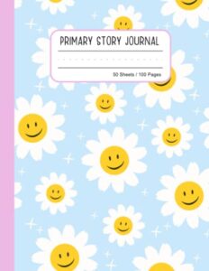 primary composition notebook: story journal dotted midline and picture space | grades k-2 composition school exercise book |100 story pages (cute smiley face flowers composition notebook for kids)