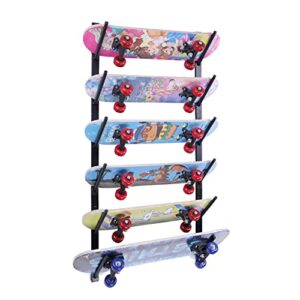 Skateboard Wall Mount, Skate Board Wall Display Hanger Rack, Snowboard Wall Mount Ski Holder, Six Floors Deck Wall Longboard Rack Storage