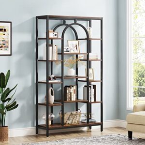 tribesigns 5-tier bookshelf, industrial tall bookcase book shelf organizer freestanding open display shelves for bedroom living room home office, 70.8" h x 39.4" l, rustic brown