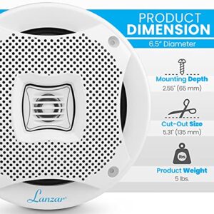 LANZAR 6.5” Dual Waterproof Marine Speakers - 400W 4Ohm Outdoor Car/Boat Radio Stereo Speakers Grill AQ6CXW & Pyle Bluetooth Marine Receiver Stereo - PLRMR23BTW (White)