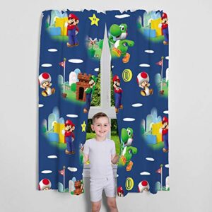 Franco Kids Bedding Super Soft Comforter and Sheet Set with Sham, 5 Piece Twin Size, Mario & Kids Room Window Curtains Drapes Set, 82 in x 63 in, Super Mario