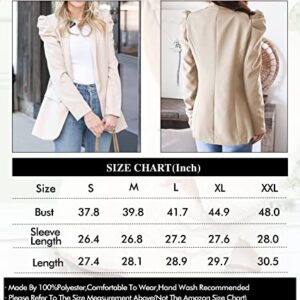 KIRUNDO Women's 2023 Fall Casual Blazers Puff Sleeve Lapel Open Front Work Suit Office Blazer Jackets with Pockets (Black, Medium)