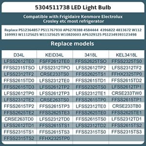 Kei D34L Refrigerator Bulb for Frigidaire Refrigerator Light Bulb 5304511738 Replacement Frigidaire Refrigerator Bulb AP6278388 PS12364857 4584444 (3.5w 110V-240V)-2 Pack