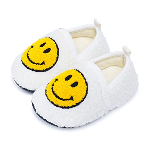 UCUHNB Slippers For Kids Indoor Face Shoes Toddler Boys Girls House Slippers Lightweight Home Shoes White 6.5-7.5Toddler