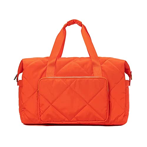 Tinzonc Sports Tote Gym Bag for Women, Travel Duffel Bag, Shoulder Weekender Overnight Bag for Women Girls Travel, Gym, Yoga, School (Orange Red)