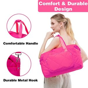 Tinzonc Sports Tote Gym Bag for Women, Travel Duffel Bag, Shoulder Weekender Overnight Bag for Women Girls Travel, Gym, Yoga, School (Rose Pink)