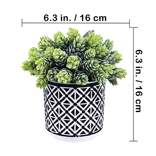 Winlyn 3 Pcs Small Potted Succulents Plants Artificial String of Pearls Aloe Hops Succulents in Black Geometric Concrete Pots for Gifts Modern Home Bathroom Window Table Indoor Outdoor Greenery Décor