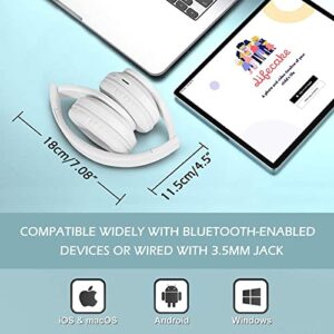 LFGKeng Wireless Bluetooth Headphones with Colorful LED Lights, Built-in Mic, Lightweight, Foldable HiFi Stereo Deep Bass Headphones for Classroom/Home Office/PC/Mobile Phone/Kids Adult (White)