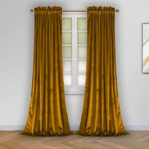 EHLDekol Velvet Curtains 96 inches: Heavy Duty Luxurious Velvet Drapes Set for Home Theater/Living Room/Bedroom W52 x L96 inches 2 Panels Marigold