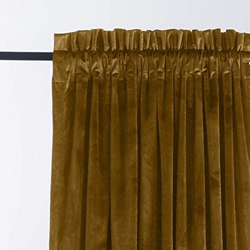 EHLDekol Velvet Curtains 96 inches: Heavy Duty Luxurious Velvet Drapes Set for Home Theater/Living Room/Bedroom W52 x L96 inches 2 Panels Marigold