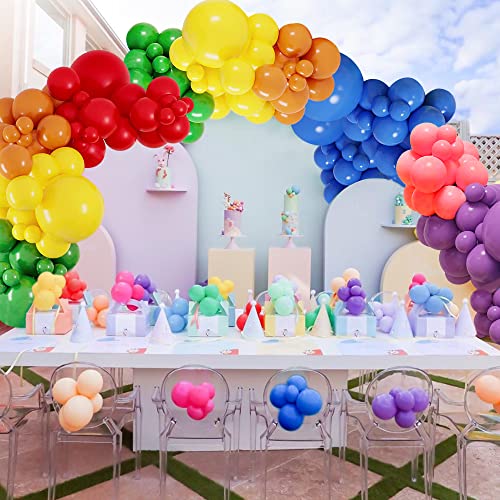 HDO Rainbow Balloon Arch Kit, 147Pcs Rainbow Balloons Garland 18"+12"+10"+5" Party Balloons Decoration for Birthday Thanksgiving Baby Shower Bridal Party (Rainbow)