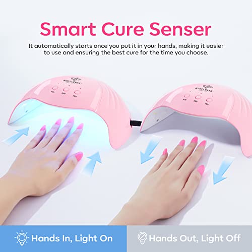 modelones Gel UV LED Nail Lamp with UV Gloves Kit, 48W Nail Dryer with 3 Timer Settings and Automatic Sensor for Cures All Nail Polish, Professional UPF99+ UV Protection Gloves for Nail Art Manicure